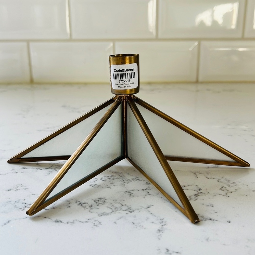 Crate&barrel Brass Star Taper Candle Holder - Picture 7 of 11